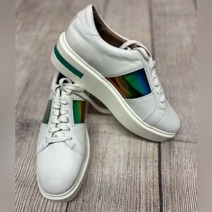 Paola White Sneakers with Rainbow. Chunky heel. Size 9